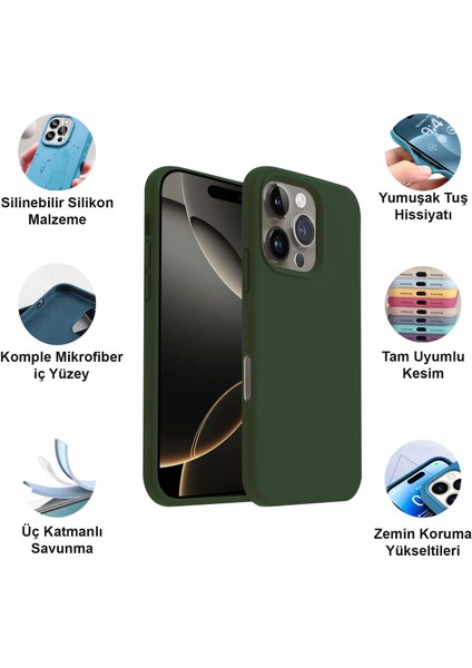 Apple iPhone 16 Pro Kılıf Lansman Premium Silinebilir Silikon