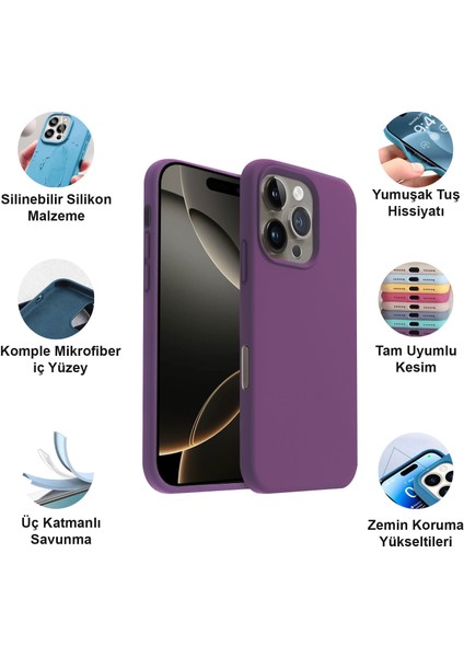 Apple iPhone 16 Pro Kılıf Lansman Premium Silinebilir Silikon