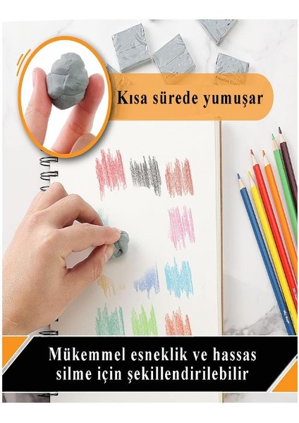 Renkli Hamur Silgi Kutulu 4 Adet Silka Hamur Silgi Çizim Silgisi Yoğrulabilir Silgi Plastik Kutulu Resim Sanatsal Silgi