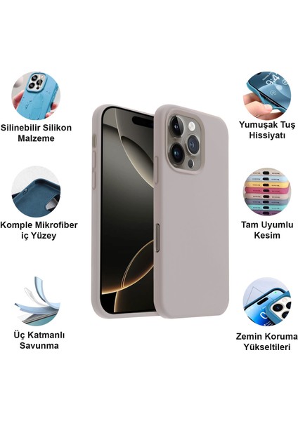 Apple iPhone 16 Pro Kılıf Lansman Premium Silinebilir Silikon