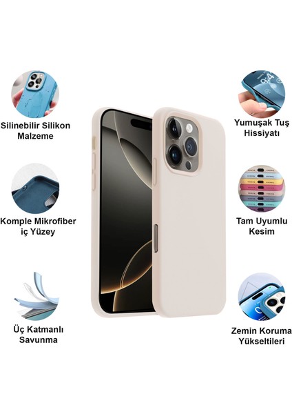 Apple iPhone 16 Pro Kılıf Lansman Premium Silinebilir Silikon