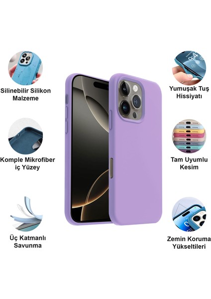 Apple iPhone 16 Pro Kılıf Lansman Premium Silinebilir Silikon