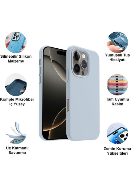 Apple iPhone 16 Pro Kılıf Lansman Premium Silinebilir Silikon