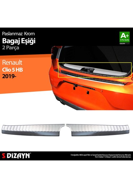S-Dizayn Renault Clio 5 Krom Bagaj Iç Eşiği 2 PRÇ.2019 ve Üzeri