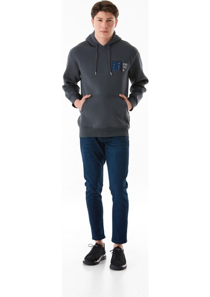 3 Iplik Kabartma Baskılı Kapüşonlu Sweatshirt fiyatları