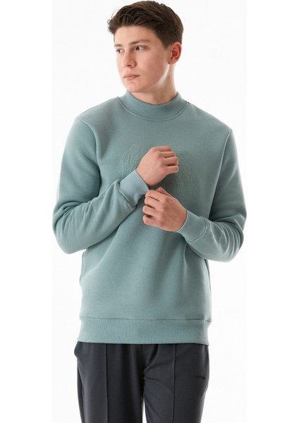 3 Iplik One Step Ahead Baskılı Dik Yaka Sweatshirt