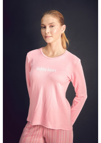 Yazı Baskılı Bisiklet Yaka 2 Li Pijama Takımı fiyatları