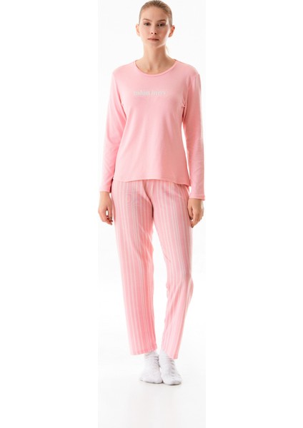 Yazı Baskılı Bisiklet Yaka 2 Li Pijama Takımı fırsatları