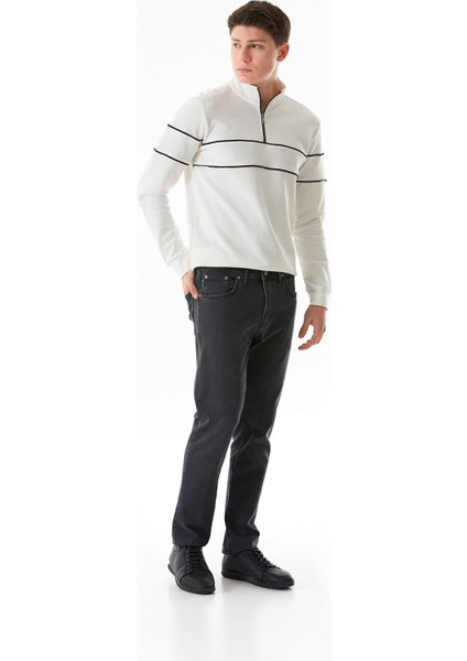 Fermuarlı Straight Jean Pantolon