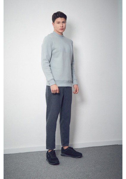 3 Iplik One Step Ahead Baskılı Dik Yaka Sweatshirt
