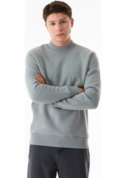 3 Iplik One Step Ahead Baskılı Dik Yaka Sweatshirt