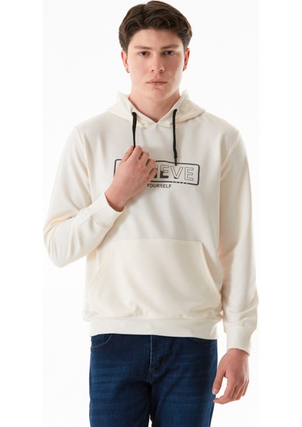 Believe Baskılı Kapüşonlu Sweatshirt modelleri