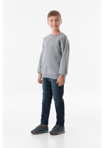 3 Iplik Sırtı Baskılı Bisiklet Yaka Erkek Çocuk Sweatshirt fiyatları