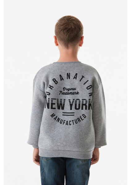 3 Iplik Sırtı Baskılı Bisiklet Yaka Erkek Çocuk Sweatshirt modelleri