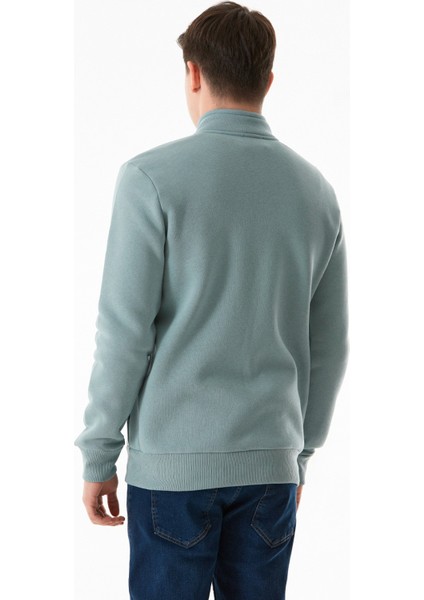 3 Iplik Harf Baskılı Fermuarlı Dik Yaka Sweatshirt indirimleri