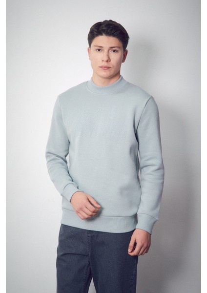 3 Iplik One Step Ahead Baskılı Dik Yaka Sweatshirt