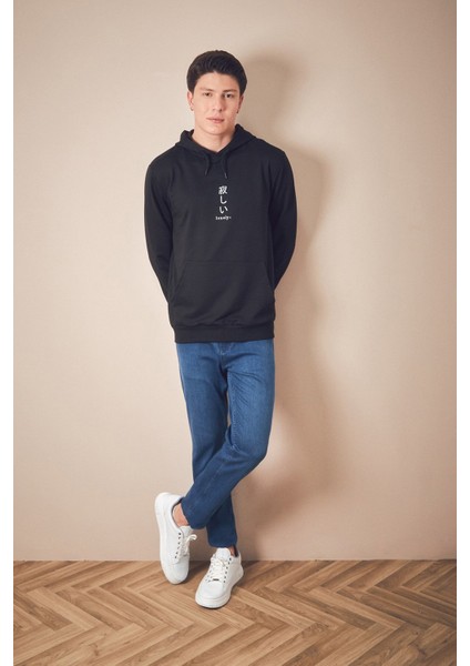 Lonely Yazı Baskılı Kapüşonlu Kanguru Cepli Sweatshirt fiyatları