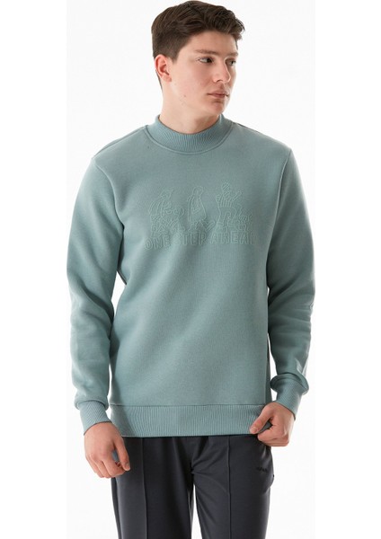 3 Iplik One Step Ahead Baskılı Dik Yaka Sweatshirt