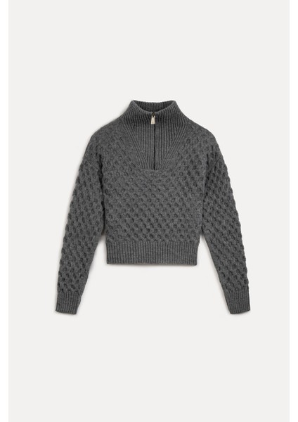 Yakası Fermuarlı Kazak