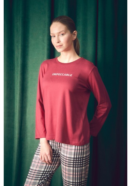 Yazı Baskılı Bisiklet Yaka 2 Li Pijama Takımı fiyatları