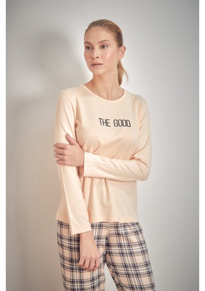 The Good Yazı Baskılı Bisiklet Yaka 2 Li Pijama Takımı modelleri