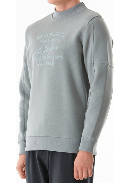 3 Iplik Established Yazı Nakışlı Dik Yaka Sweatshirt indirimleri