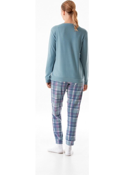 Kedi Nakışlı Bisiklet Yaka 2 Li Pijama Takımı indirimleri