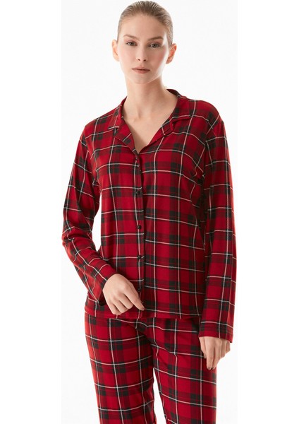 Ekose Desenli Gömlek Yaka 2 Li Pijama Takımı