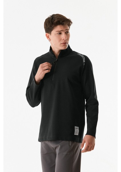 Collective Energy Yazı Baskılı Yarım Fermuarlı Dik Yaka Sweatshirt fiyatları