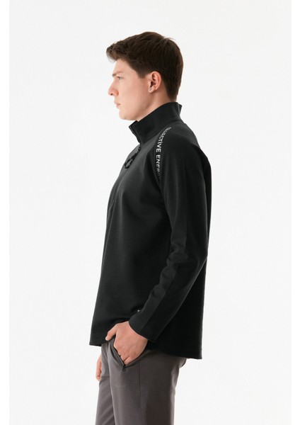 Collective Energy Yazı Baskılı Yarım Fermuarlı Dik Yaka Sweatshirt fırsatları