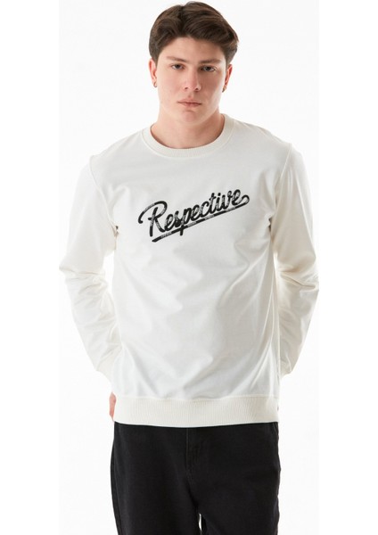 Yazı Nakışlı Bisiklet Yaka Sweatshirt fırsatları