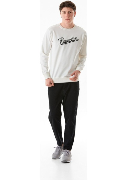 Yazı Nakışlı Bisiklet Yaka Sweatshirt indirimleri