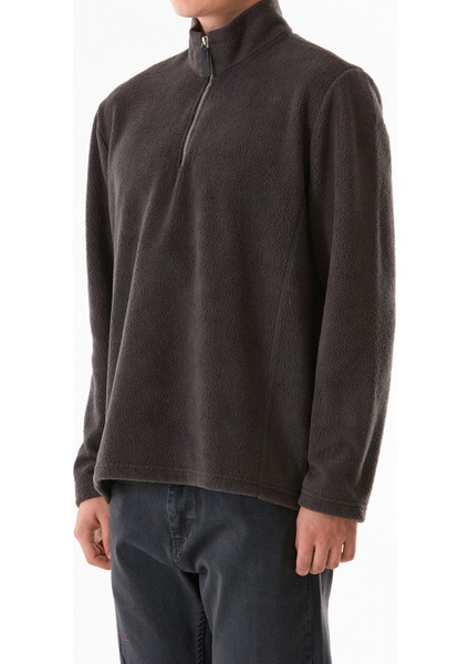Yarım Fermuarlı Dik Yaka Polar Sweatshirt