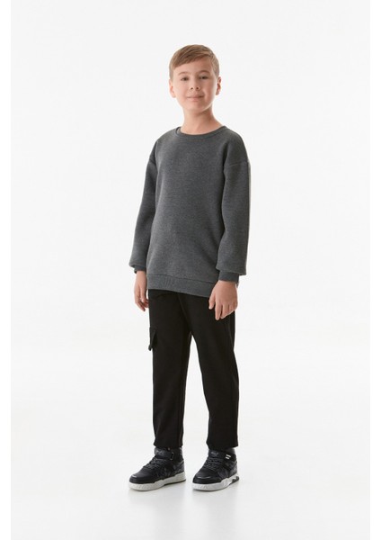 3 Iplik Sırtı Baskılı Bisiklet Yaka Erkek Çocuk Sweatshirt fiyatları