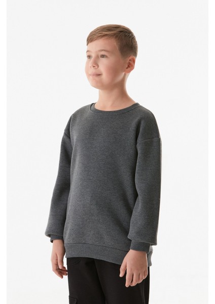 3 Iplik Sırtı Baskılı Bisiklet Yaka Erkek Çocuk Sweatshirt modelleri