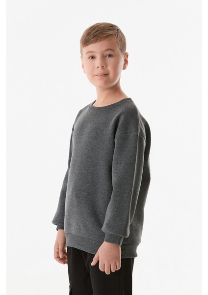 3 Iplik Sırtı Baskılı Bisiklet Yaka Erkek Çocuk Sweatshirt indirimleri