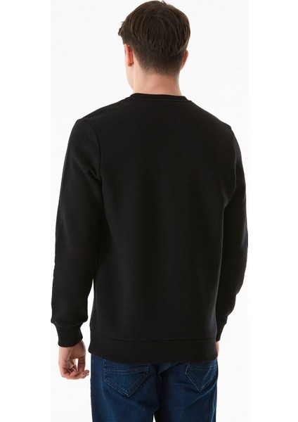 3 Iplik Yazı Nakışlı Bisiklet Yaka Sweatshirt modelleri