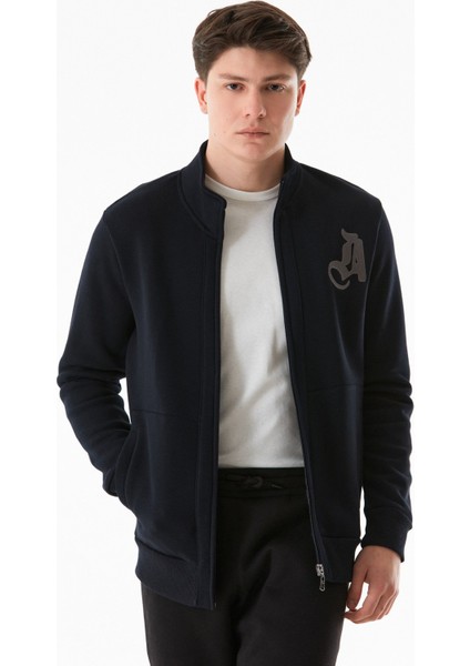 3 Iplik Harf Baskılı Fermuarlı Dik Yaka Sweatshirt modelleri