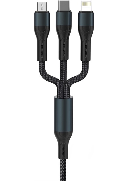 Force CB631 Örgülü ve Güçlendirilmiş 100 cm Çoklu Şarj ve Data Kablosu - MCT8971-7253