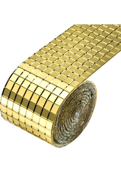 Dekor Bant Yapışkanlı Şık Altun Renk Aynalı Mozaik Taşlı 4cm x 1m Uzunluğunda Dekor Bandı