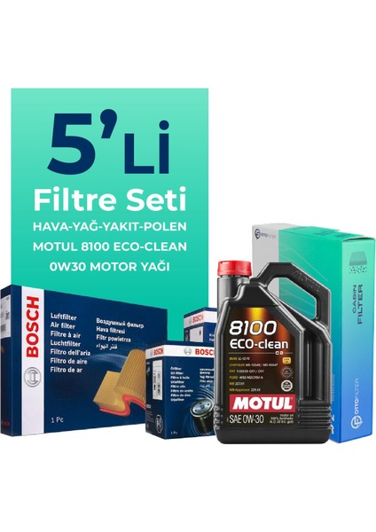 Citroen Jumper 2.0 BlueHDi Dizel Filtre Bakım Seti Motul Motor Yağlı (2015-2020) 5 Li