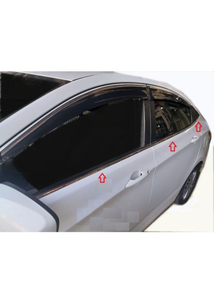 Hyundai Accent Blue - Solaris Uyumlu Cam Çıtası Krom 6 Parça 2011 - 2018