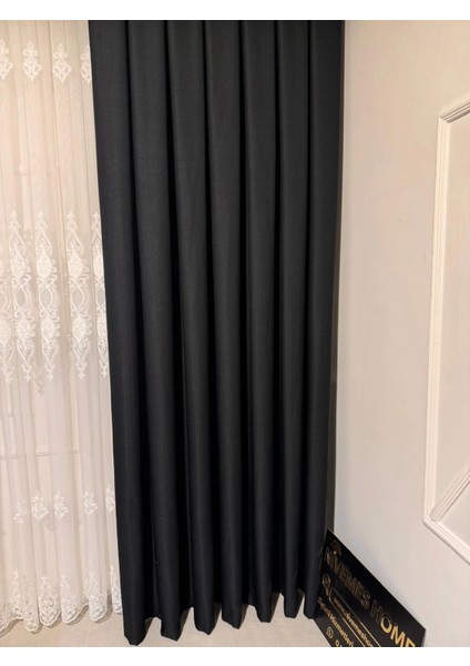 Roma Keten 1/3 Sık Pileli Siyah Fon Perde fiyatları