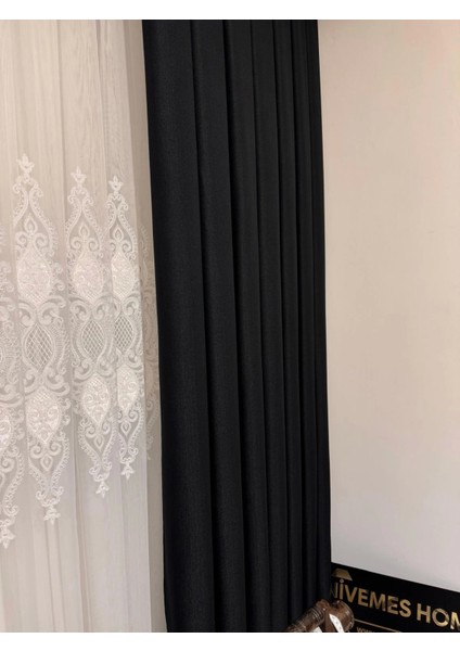Roma Keten 1/3 Sık Pileli Siyah Fon Perde fırsatları