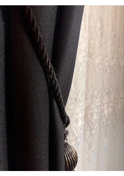 Roma Keten 1/3 Sık Pileli Siyah Fon Perde indirimleri