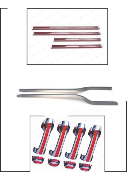 Ford Connect Krom Yan Kapı Çıtası4 Kapı 2002-2014 Çelik ve Kapı Kolu 4 Kapı Cam Çıtası 2 Parça fiyatları