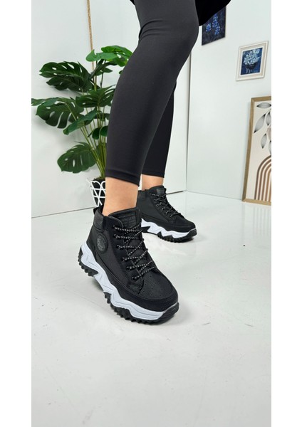 Günlük Kadın Sneaker Simli Bağcıklı Yüksek Kalın Topuklu Bilekli Rahat Hafif Spor Ayakkabı 2410 fiyatları