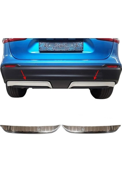 Nissan Qashqai Arka Difüzör 2017 ve Sonrası 2 Parça Paslanmaz Çelik modelleri