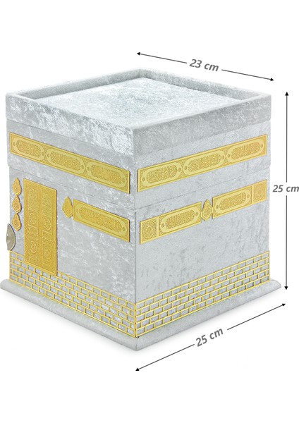 Kuran-I Kerim, Eşarp, Tesbih ve Seccade Kabe Maketi Seti Beyaz