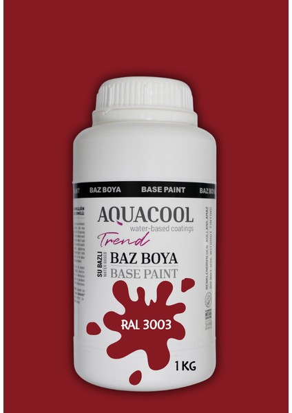 Akrilik Hobi Boya 1 kg Su Bazlı Hibrit Dönüşüm Boyası Ral 3003 Rubin Kırmızı